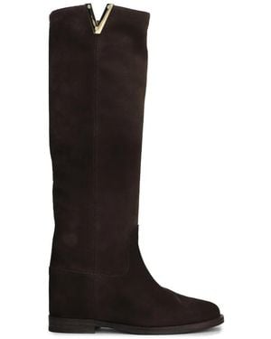 Via Roma 15 Inner-Wedge-Heel Knee-High Boots - Black