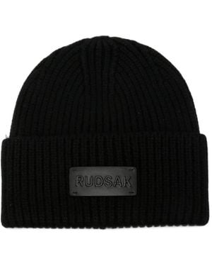 Rudsak Logo-Patch Beanie Hat - Black