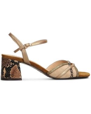 Bibi Lou Snakeskin-Effect Block-Heel Sandals - Metallic