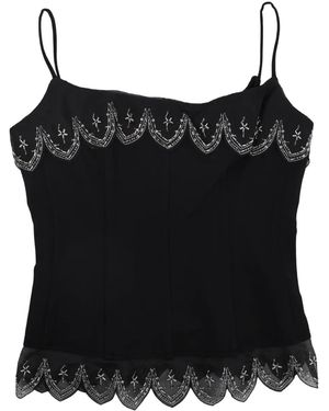 STAUD Colette Scalloped Top - Black