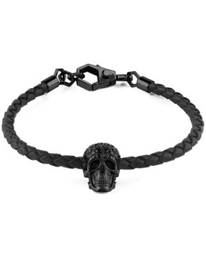 Philipp Plein Leather Bracelet - Black