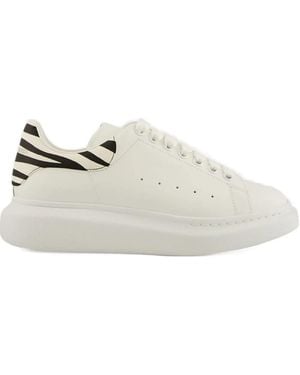 McQueen Zebra-Panelled Leather Sneakers - White