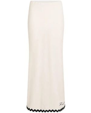 KARL LAGERFELD Natural Low-Length Wavy Skirt With Straps - White