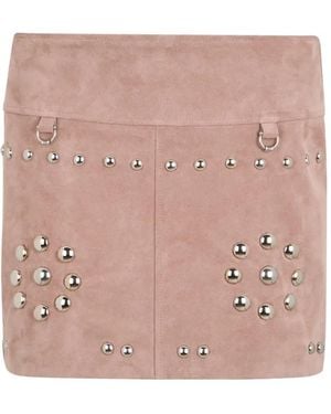 John Richmond Stud-Embellished Suede Mini Skirt - Pink