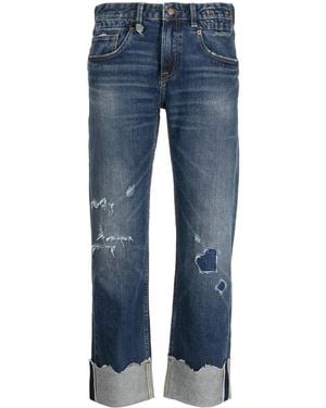 R13 Ripped-Detail Straight-Leg Jeans - Blue