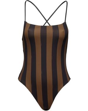 Fendi Costume Intero Con Stampa - Marrone