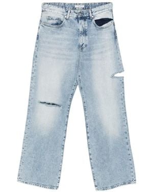 ICON DENIM Distressed Straight-Leg Jeans - Blue