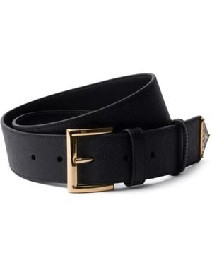 Prada Ceinture En Cuir Saffiano - Black