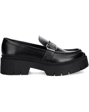 HUGO Buckle-Detail Platform Loafers - Black