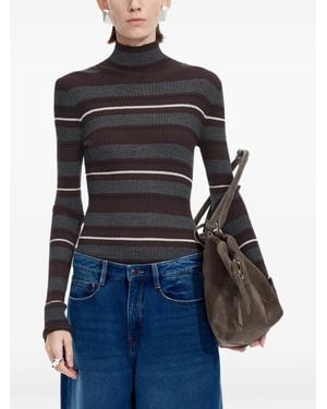 JNBY Striped Mock-Neck Jumper - Black
