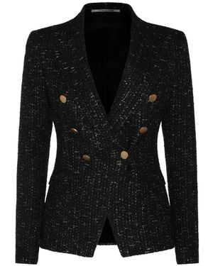 Tagliatore Double-Breasted Tweed Blazer - Black