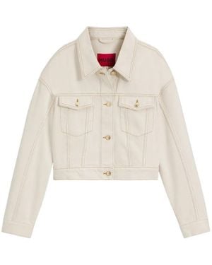 HUGO Buttoned Crop-Style Jacket - White