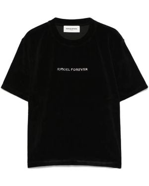 Sonia Rykiel Short-Sleeve Velvet T-Shirt - Black