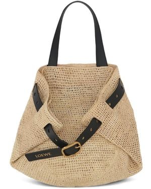 Loewe Medium Punch Hole Raffia Shoulder Bag - ナチュラル