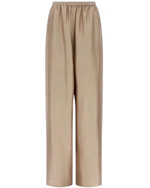 Ferragamo Silk Trousers - Natural