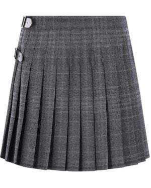 Balenciaga Tartan-Patterned Skirt - Gray
