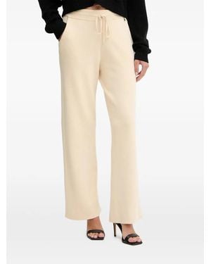 Patrizia Pepe Elasticated-Waistband Logo Pants - Natural