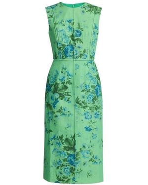 Erdem Robe Mi-Longue À Fleurs - Green