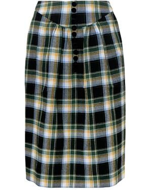 ShuShu/Tong Pleated Checked Skirt - Green