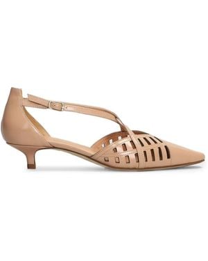 Julie Dee Cut-Out Pointed-Toe Court Shoes - Natural