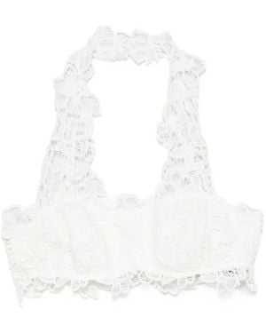Ermanno Scervino Lace-Trim Halterneck Top - White