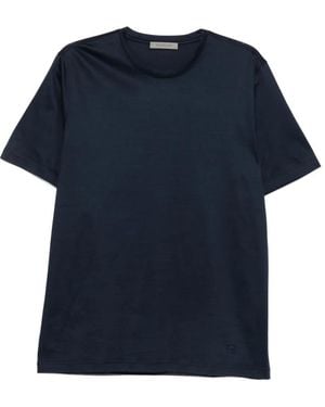 Corneliani T-Shirt Met Geborduurd Logo - Blauw