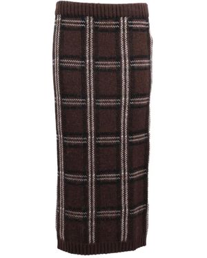 Ermanno Scervino Straight Silhouette Midi Skirt With Subtle Slit - Brown