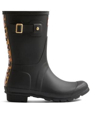 HUNTER Bottines Original Wellington À Imprimé Léopard - Noir