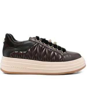 Apepazza Quilted Crystal-Embellished Sneakers - Black