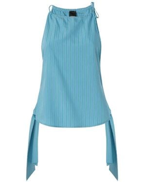 Pinko Striped Top With Thin Shoulder Straps And Bows - Blue