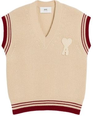 Ami Paris De Coeur Knitted Vest - Brown