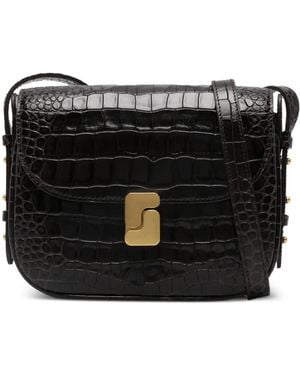 Soeur Mini Embossed-Leather Shoulder Bag - Black