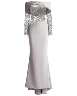 Gatti Nolli by Marwan Schulterfreies Kleid Mit Stickerei - Grau