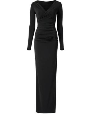 Jacquemus The Rita Long-Sleeve V-Neck Maxi Dress - Black