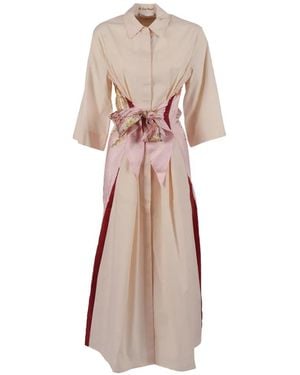 Le Sarte Pettegole Floral-Print Panelled Dress - Natural