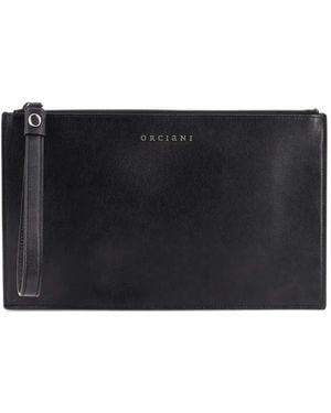 Orciani Logo-Plaque Wristlet Clutch Bag - Black