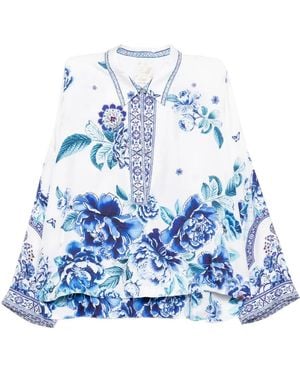 CAMILLA A Ceramic Garden Blouse - Blue