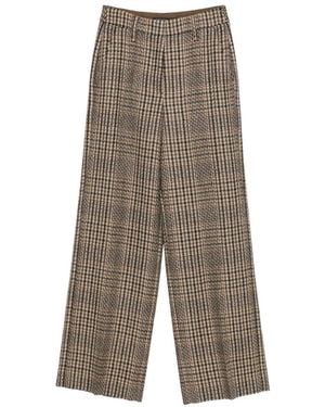 Luisa Cerano Check Wide-Leg Trousers - Grey
