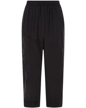 By Walid Floral-embroidered Elasticated-waist Trousers - ブラック