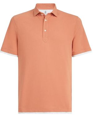 Brunello Cucinelli Button-Fastening Short-Sleeve Polo Shirt - Orange