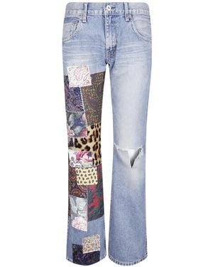 Junya Watanabe Patchwork Distressed Jeans - Blue