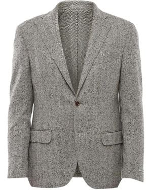 Corneliani Blazer Boutonné À Motif De Chevrons - Grey