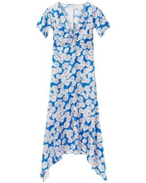 Stella McCartney Daisy Floral-Print Silk Dress - Blue
