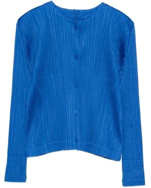 Pleats Please Issey Miyake Giacca Con Bottoni - Blu