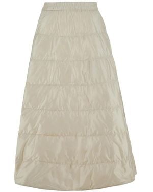 Moncler Quilted Logo-Patch Maxi Skirt - White