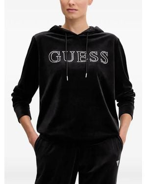 Guess Rhinestone Logo Sweatshirt - Black