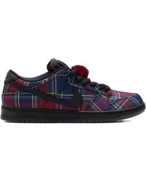 Nike Sb Dunk Low Tartan Pompom Low-Top Sneakers - Blue