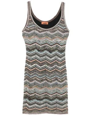 Missoni Zigzag-Knit Mini Dress - Grey