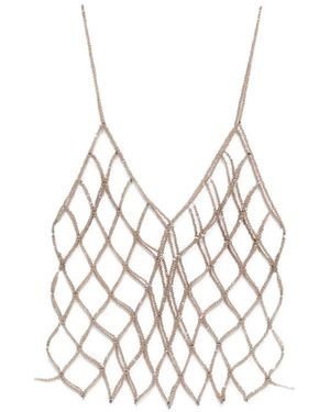 Panicale Beaded-Net Top - White