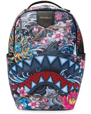 Sprayground Shark Floral-Print Backpack - Blue